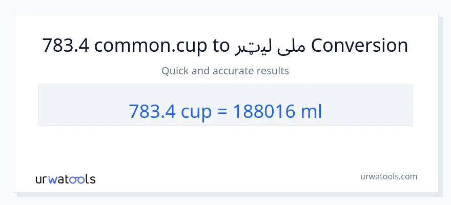 783.4 پيالې ته ملی لیټرونه بدلون