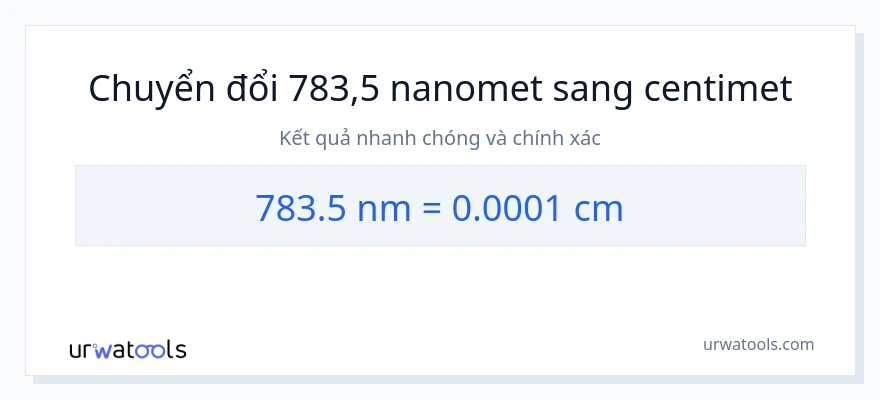 Chuyển đổi 783.5 nanomet sang Centimet
