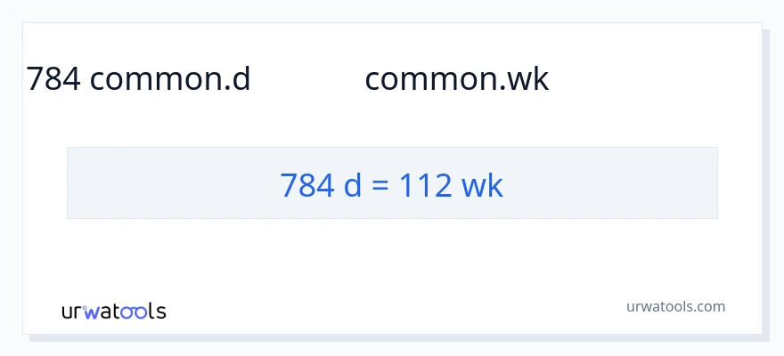 784 రోజులు నుండి వారాలు కు మార్పిడి