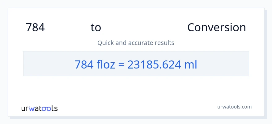 784 ദ്രാവക ഔൺസ് ൽ നിന്ന് മില്ലിലിറ്റർ ലേക്ക് പരിവർത്തനം
