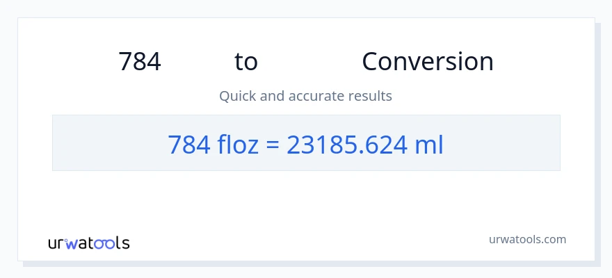 การแปลง 784 ออนซ์ของเหลว เป็น มิลลิลิตร