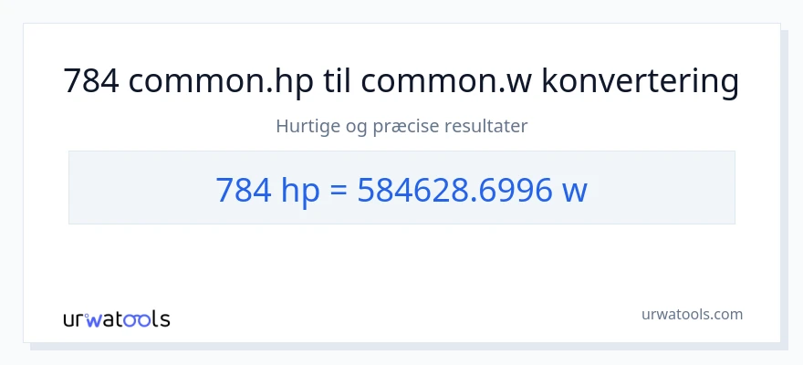 784 hestekræfter til watt konvertering