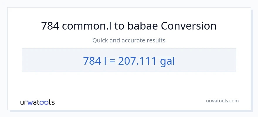 784 Liters patungong Mga galon na conversion