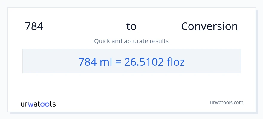 784 മില്ലിലിറ്റർ ൽ നിന്ന് ദ്രാവക ഔൺസ് ലേക്ക് പരിവർത്തനം