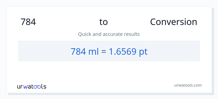 784 మిల్లీలీటర్లు నుండి Pints కు మార్పిడి