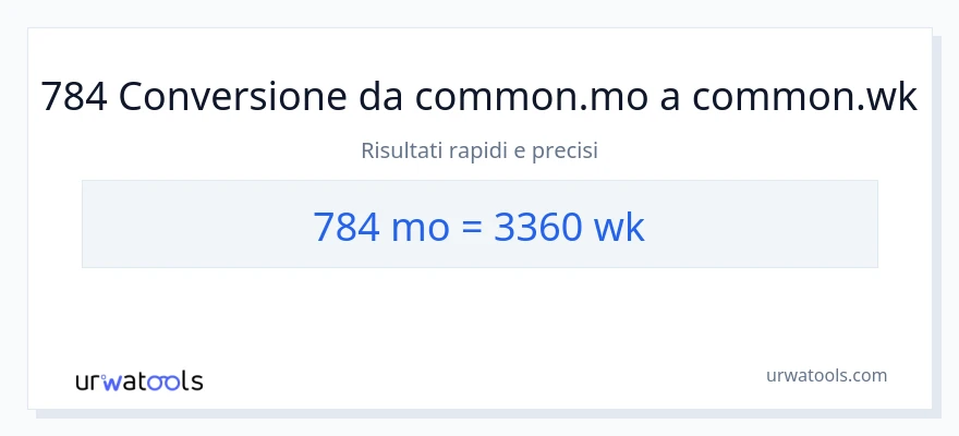 Conversione da 784 mesi a settimane