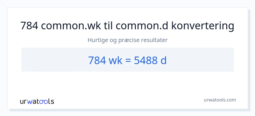 784 uger til Dage konvertering