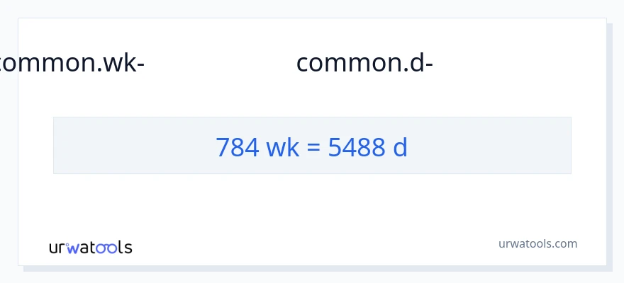 784 ആഴ്ചകൾ ൽ നിന്ന് ദിവസങ്ങളിൽ ലേക്ക് പരിവർത്തനം