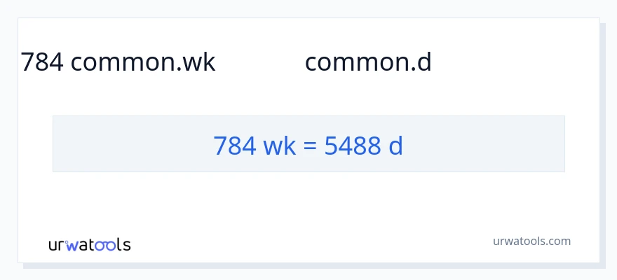 784 వారాలు నుండి రోజులు కు మార్పిడి