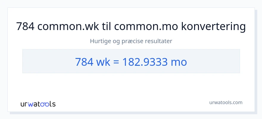 784 uger til måneder konvertering