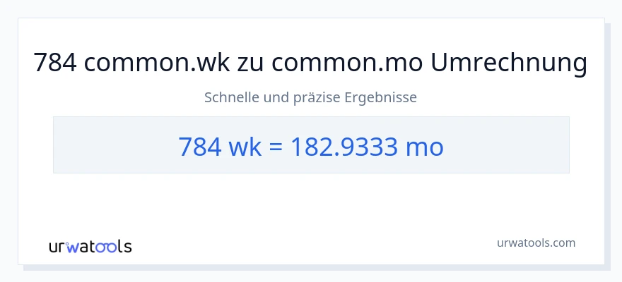 784 Wochen zu Monate Umwandlung