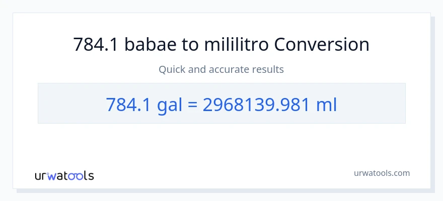 784.1 Mga galon patungong mga mililitro na conversion