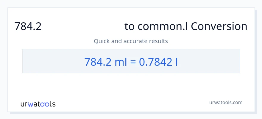784.2 മില്ലിലിറ്റർ ൽ നിന്ന് Liters ലേക്ക് പരിവർത്തനം