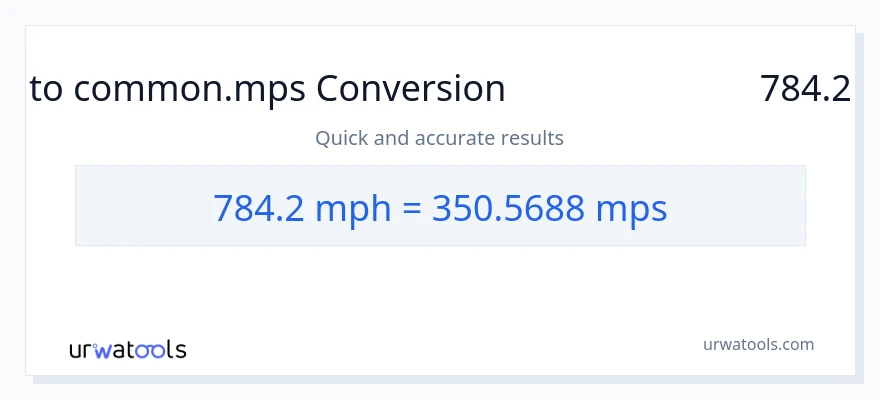 تبدیل 784.2 مایل در ساعت به Meters Per Second