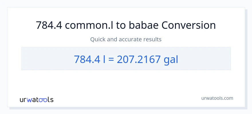 784.4 Liters patungong Mga galon na conversion