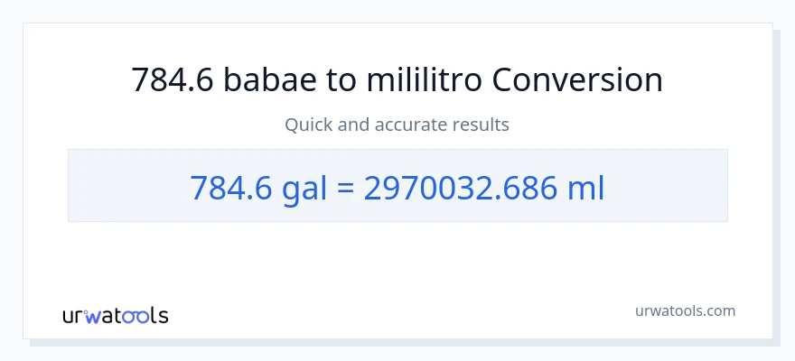784.6 Mga galon patungong mga mililitro na conversion