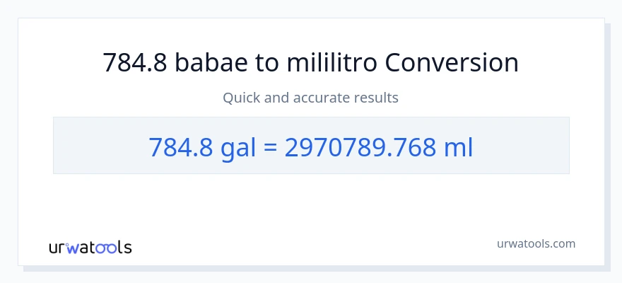 784.8 Mga galon patungong mga mililitro na conversion