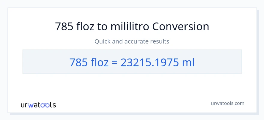 785 mga onsa ng likido patungong mga mililitro na conversion