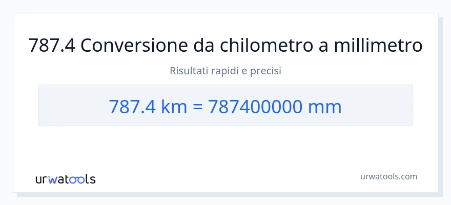 Conversione da 787.4 chilometri a millimetri