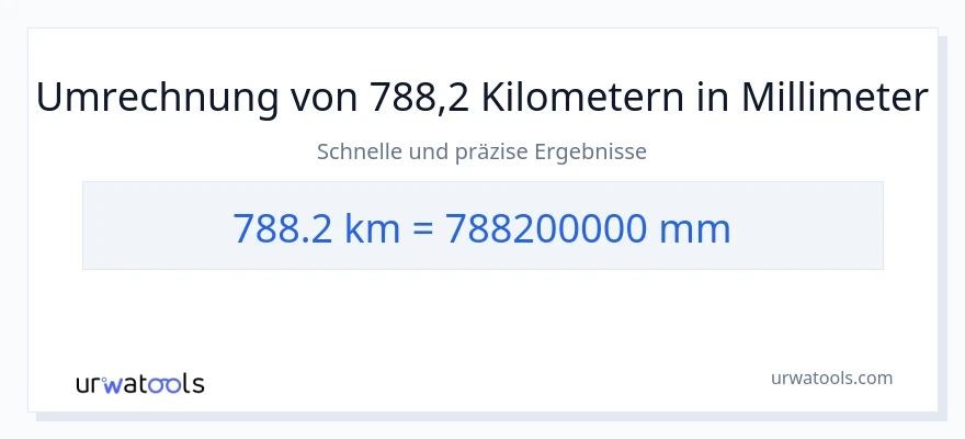 788.2 Kilometer zu Millimeter Umwandlung
