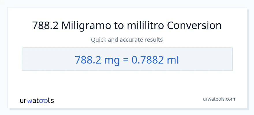788.2 miligramo patungong mga mililitro na conversion