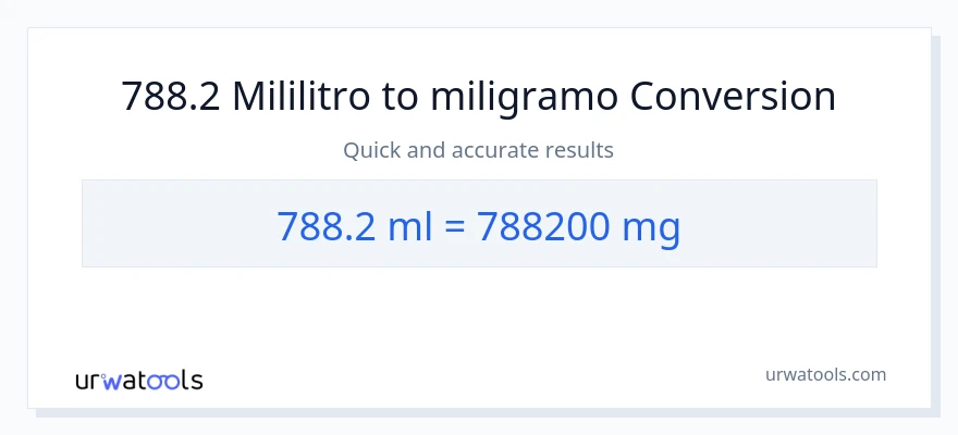 788.2 mga mililitro patungong miligramo na conversion