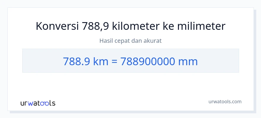 Konversi 788.9 kilometer ke milimeter