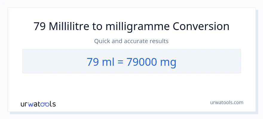 Conversion 79 millilitres vers milligrammes