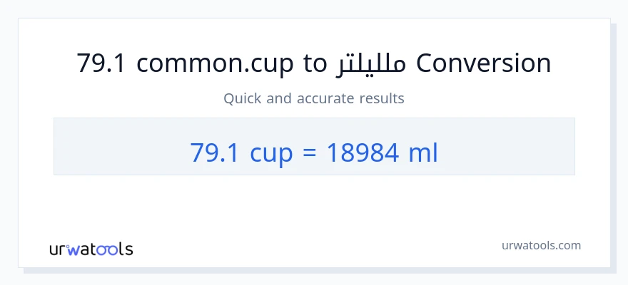 التحويل من 79.1 أكواب إلى ملليلتر