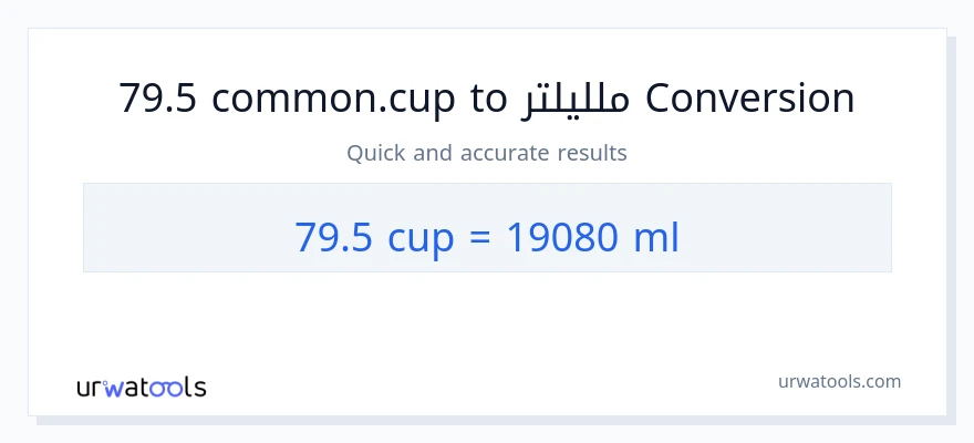 التحويل من 79.5 أكواب إلى ملليلتر
