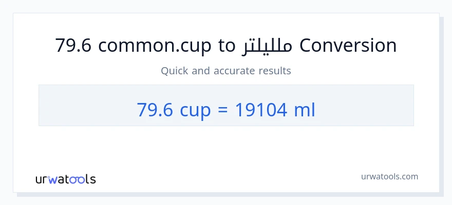 التحويل من 79.6 أكواب إلى ملليلتر