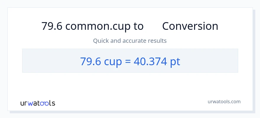 การแปลง 79.6 ถ้วย เป็น Pints