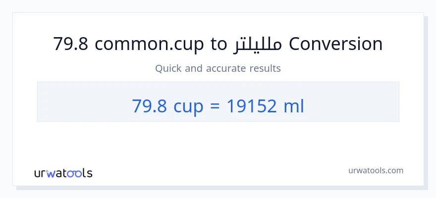 التحويل من 79.8 أكواب إلى ملليلتر