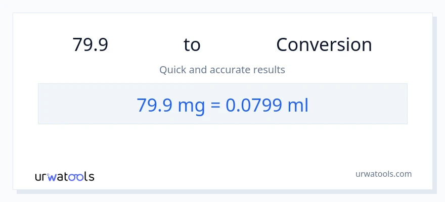 การแปลง 79.9 มิลลิกรัม เป็น มิลลิลิตร