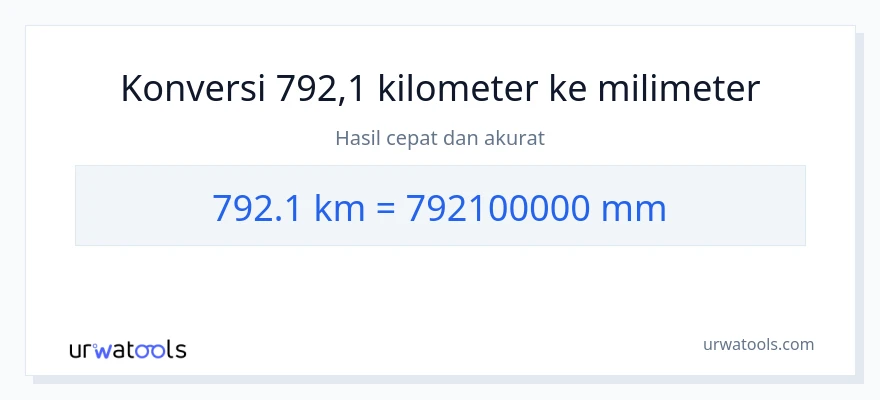 Konversi 792.1 kilometer ke milimeter