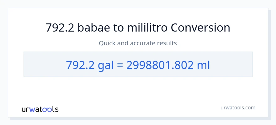 792.2 Mga galon patungong mga mililitro na conversion