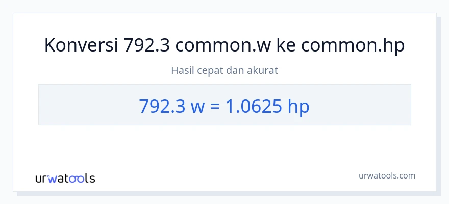 Konversi 792.3 watt ke daya kuda