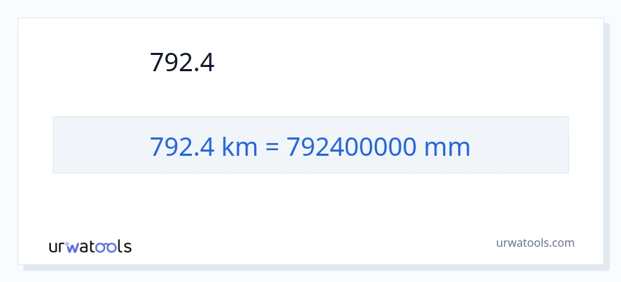 792.4 કિલોમીટર થી મિલીમીટર રૂપાંતર