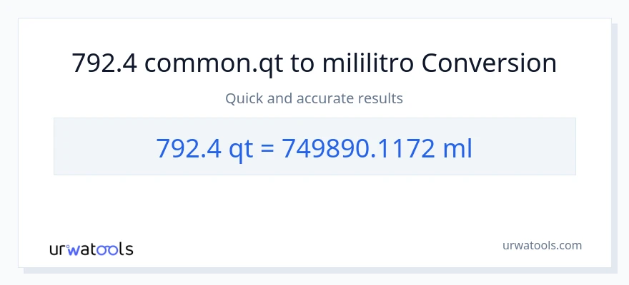 792.4 Quarts patungong mga mililitro na conversion