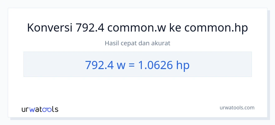 Konversi 792.4 watt ke daya kuda