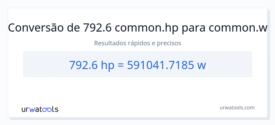 Conversão de 792.6 cavalos de potência para watts