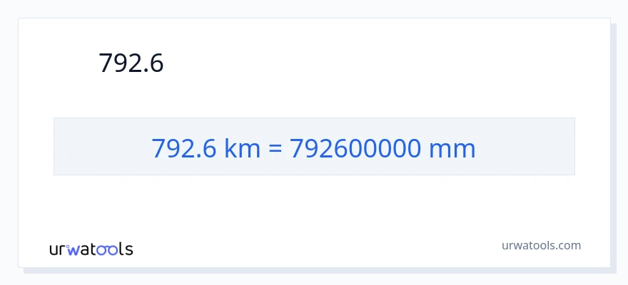 792.6 કિલોમીટર થી મિલીમીટર રૂપાંતર