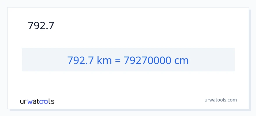 792.7 কিলোমিটার থেকে সেন্টিমিটার রূপান্তর