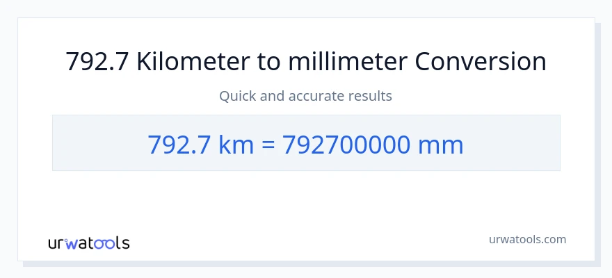 792.7 Kilometers to millimeters conversion