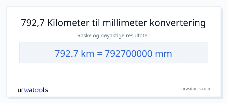 792.7 kilometer til millimeter konvertering
