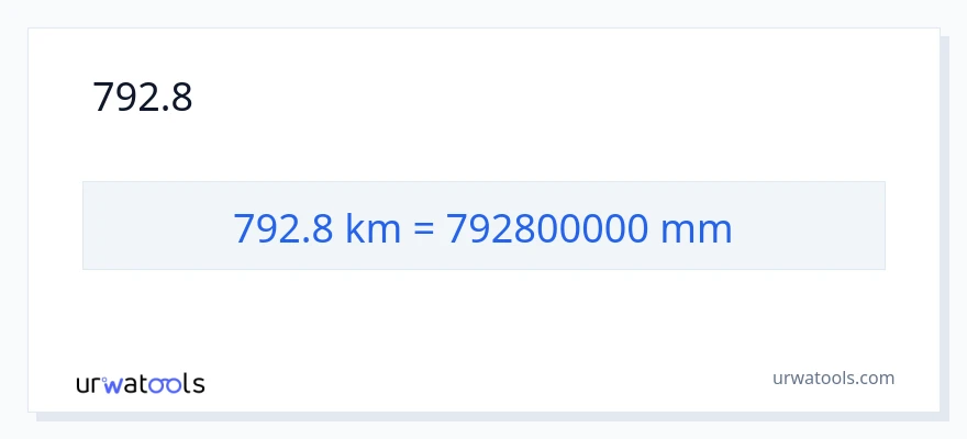 792.8 কিলোমিটার থেকে মিলিমিটার রূপান্তর