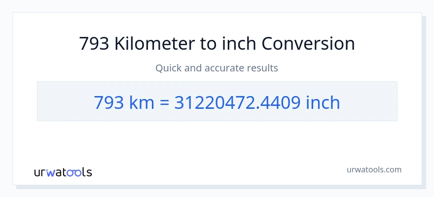 793 Kilometers to Inches conversion