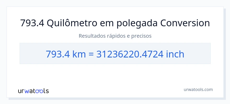 Conversão de 793.4 quilômetros para Polegadas