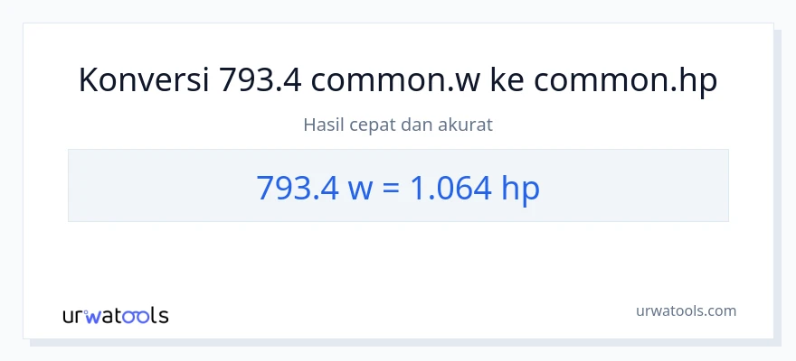 Konversi 793.4 watt ke daya kuda