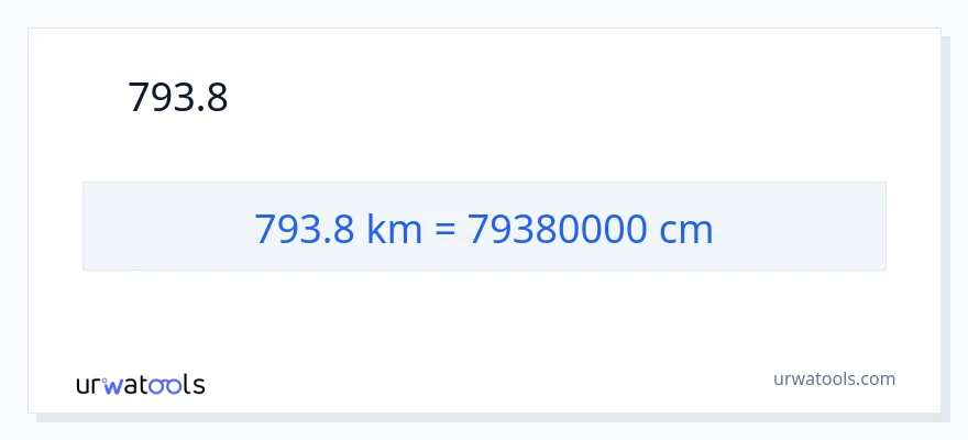 793.8 કિલોમીટર થી સેન્ટીમીટર રૂપાંતર